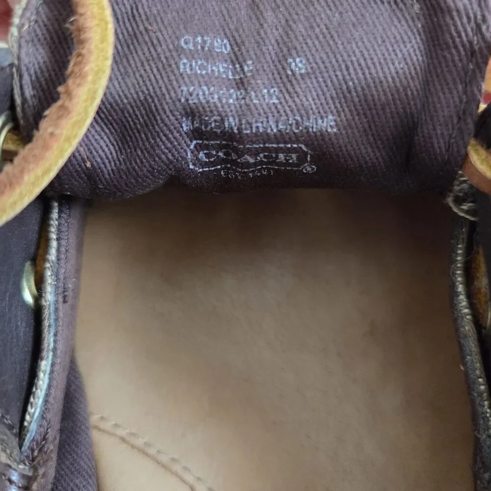 Coach Richelle Topsider Boat Shoes Women's 9B Signature Canvas Brown Leather